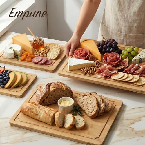 Empune Extra Large Cutting Board Set, Bamboo Cutting Boards for