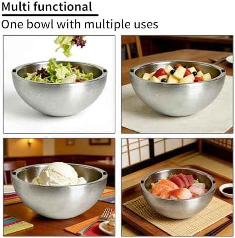 Dip Chiller Bowl 2 Pack- 70 OZ Large Capacity, Frozen Ice Stainless Steel Insulated Party Serving Bowl, Salad Pod for Parties Salsa, Guacamole, Condiments, Sauces, Keeps Food Hot or Cold