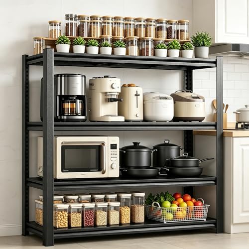 4-Tier Kitchen Storage Shelves, 63" Adjustable Metal Shelving Unit
