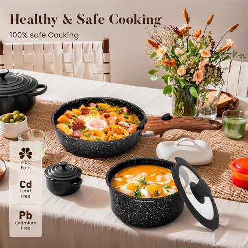 Kitchen Academy Removable Handle Induction Pots and Pans Set
