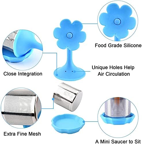 4 Pack Silicone Tea Strainers for Tea Leaves, Flower, 4 Colors
