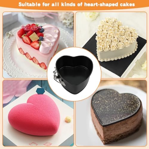 4 Inch Heart Springform Pans, Set of 4 Nonstick Mini Cheesecake Cake