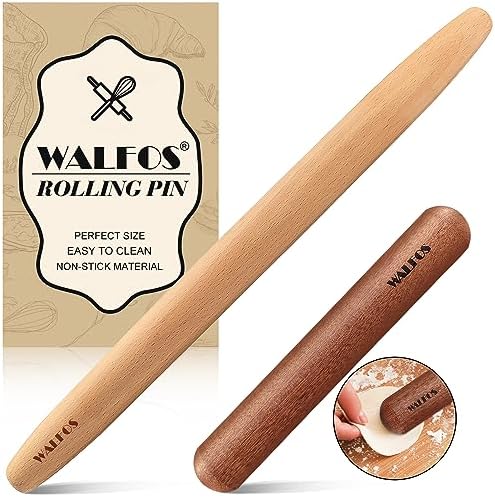 Walfos French Rolling Pin Set - Natural Wooden Rolling Pins