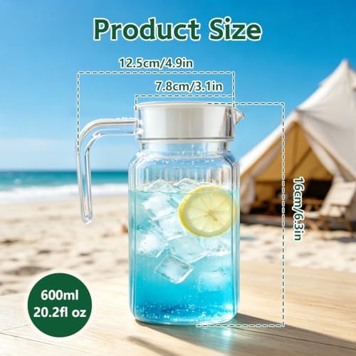 20oz Acrylic Small Pitcher with Lid and Handle, Jar Carafe for Ice