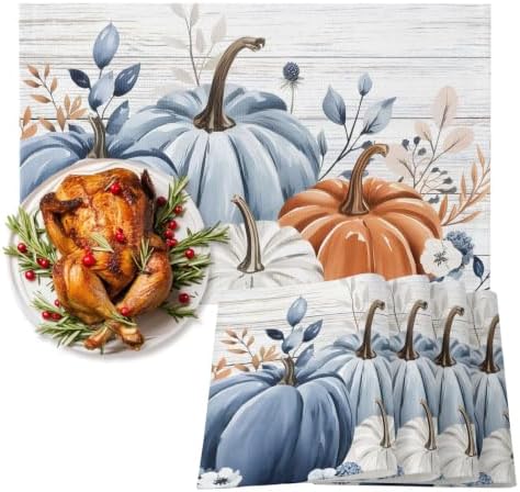 Fall Placemats Blue Pumpkin Place Mats for Dining Room Dinner Table