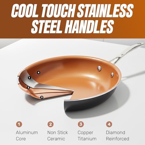 GOTHAM STEEL 12 Pc Titanium Ceramic Cookware Set Nonstick, Diamond