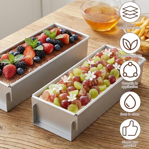 2 Pack Tiramisu Mold, Nonstick Rectangle Tiramisu Cake Pan, Removable