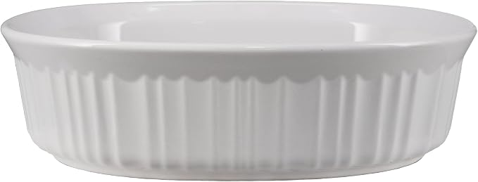 CorningWare FS12 1.5qt/1.4L French White Oval Ceramic Casserole Bakeware Dish - Image 2