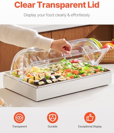 VEVOR Countertop Food Serving Display Container, 1 x 1 Pan Stainless