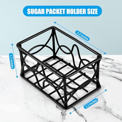 DLUGOPIS 2 Pieces Black Metal Sugar Packet Holder Tea Bag Organizer