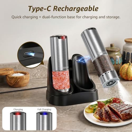 Electric Salt and Pepper Grinder Set, Type-C Charging