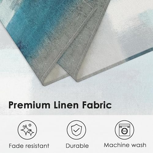 Emvency Farmhouse Placemats Set of 4, 12x18 Inch, Teal and Grey