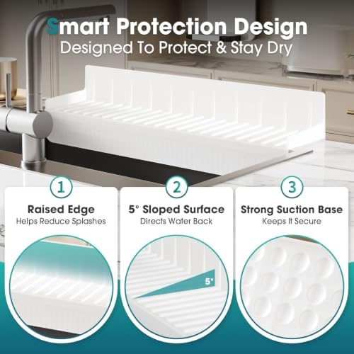 Snuggery 20"x4" Silicone Sink Edge Protector&Splash Guard with Suction