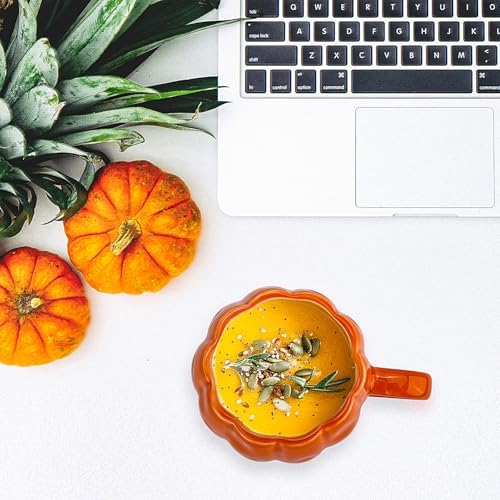 Pumpkin Mugs Set of 2 - Large Ceramic Fall Coffee Mugs 17 OZ