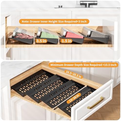 RCHYFEED 4 Pack Spice Drawer Organizer (Need 3.5" Deep Drawer)
