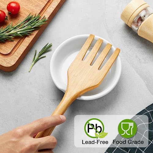 4 Pack Ceramic Spoon Rest with Metal Holder, Gencywe 4.8 inch Spoon