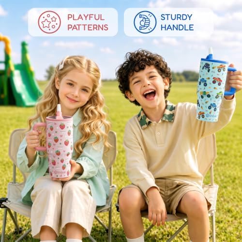 Fimibuke 20oz Toddler Tumbler with Handle & Straw, 2 Pack Insulated