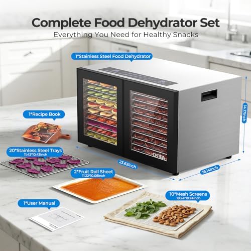 OSTBA Food Dehydrator, 20 Trays, 1300W