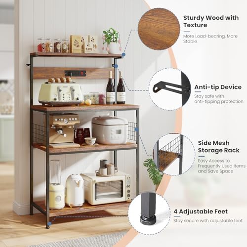 DUMOS 23.6" Microwave Stand with Power Outlet