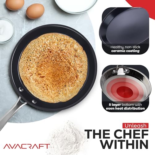 AVACRAFT 10 Inch PFAS-Free Ceramic Nonstick Crepe Pan
