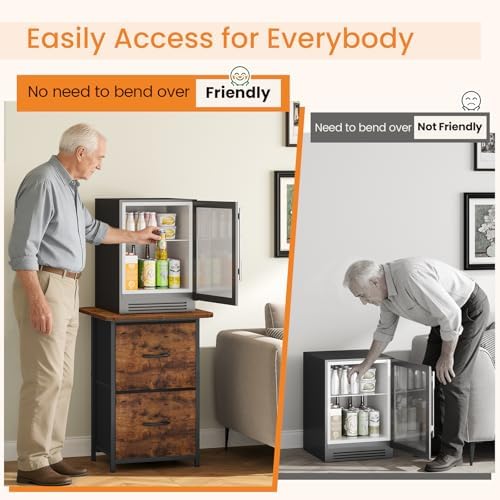 Snughome Mini Fridge Stand with Storage, Mini Fridge Cabinet Small