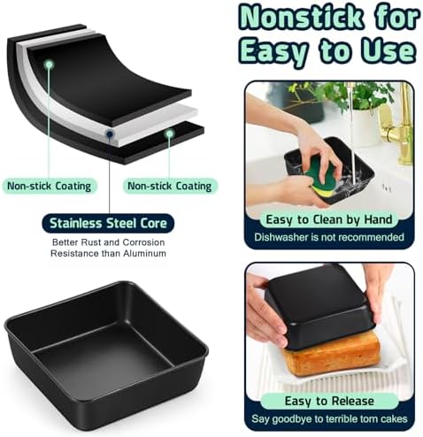 P&P CHEF 6 Inch Square Cake Pan, Brownie Baking Pan for Air Fryer,1 Pc