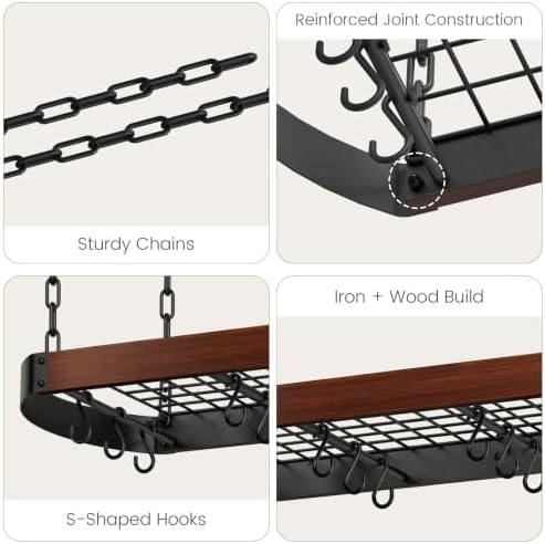 CHOEZON 32'' Hanging Pot Rack, Ceiling Pan Hanger, Pot Holder for Kitchen