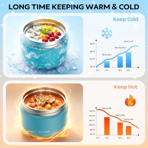14 oz Kids Thermo for Hot Food, Leakproof Insulated Vacuum Jar/Blue