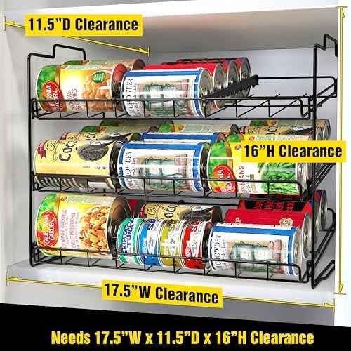 Deco Brothers Stackable Can Rack Organizer Holds Up to 36 Cans, Black