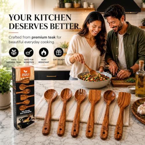 Zuli 6-Piece Teak Wooden Cooking Utensil Set