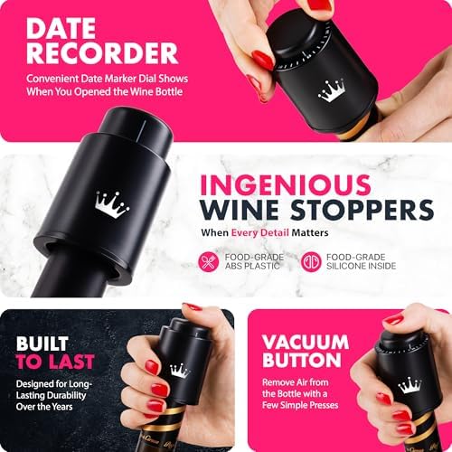 VINABON Vacuum Wine Stopper Set [Pack of 2] - Updated 2026 Preserves