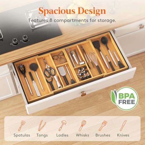 Lifewit Expandable Utensil Organizer for Kitchen Drawer, Cutlery
