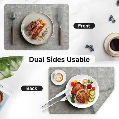 Faux Leather Vinyl Placemats Set of 6 Wipeable Heat Resistant Place