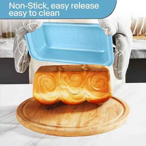 Blue Baking Pans Set, 6-Piece Bakeware Sets Nonstick for Oven
