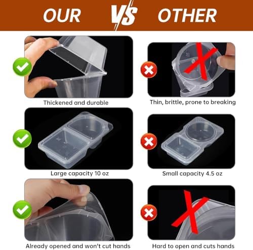 10 OZ (300ml) Snack Containers with Lids,20-Pack Reusable Double