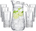 LemonRoad 7 Pcs Glasses Pitcher Drinkware Set 54oz Pitcher Carafe and