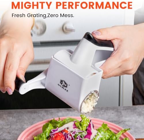 Rotary Cheese Grater Hand Crank, 2 Stainless Steel Drums