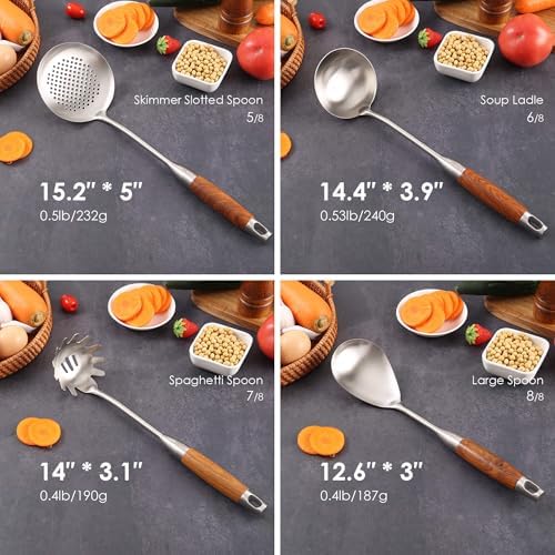 18/10 Stainless Steel Utensils Set with Wooden Handle