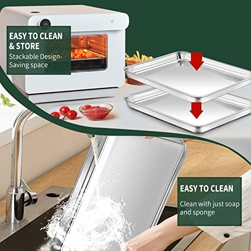 Half Sheet Pans with Rack Set [2 Pans + 2 Racks], CEKEE Stainless Half