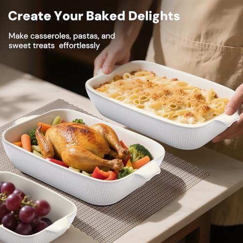Ceramic Casserole Dish Set of 3, Stoneware Baking Pans