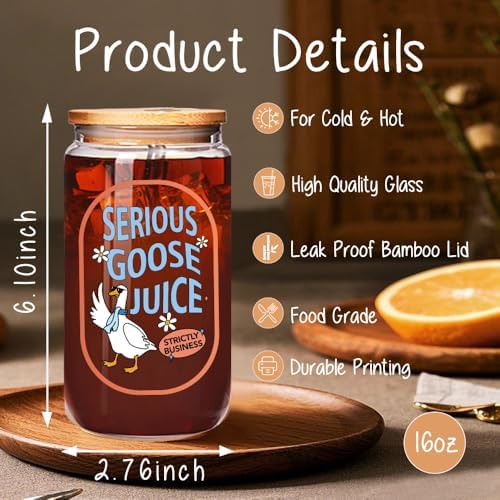 Funny Serious Goose Glass Cup for Women Nurse Teacher Sister Friends
