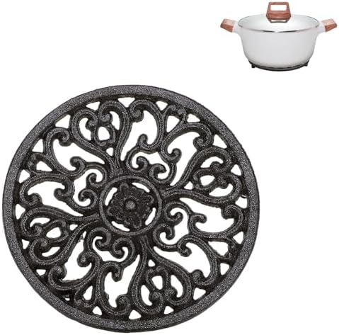 Sumnacon 1Pcs Round Cast Iron Trivet - 6.7 Inch Heat Resistant Iron
