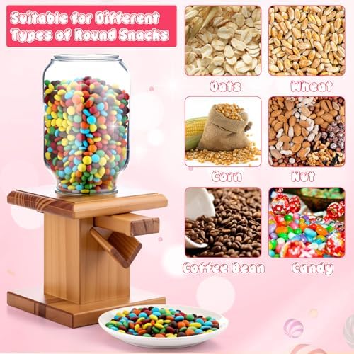 Maxdot 2 Pcs Wooden Candy Dispenser Machine Wood Cereal Storage Containers for Gummy Versatile Snack Storage Machine Dispenser Countertop Suitable for Candy Bean and Cereal(light brown)