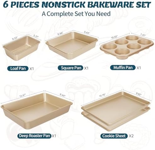 Baking Pans Set, Nonstick Stackable Bakeware Sets, Oven Pans for