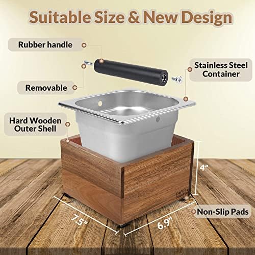 Knock Box | Large Capacity Espresso Knock Box | Non-Slip Base Knock