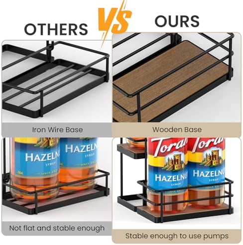 THYGIFTREE 2-Tier Coffee Syrup Rack, 4 Bottle Stand