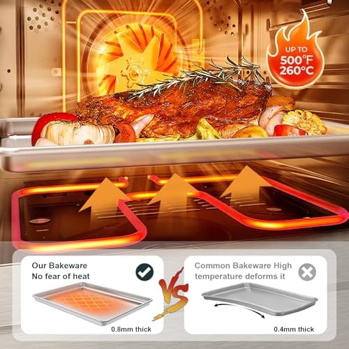 Wildone Baking Sheet with Rack Set (2 Pans + 2 Racks), Half Sheet Size