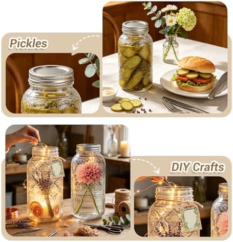64oz Glass Mason Jars 1-Pack with Airtight Metal Split & Extra Plastic