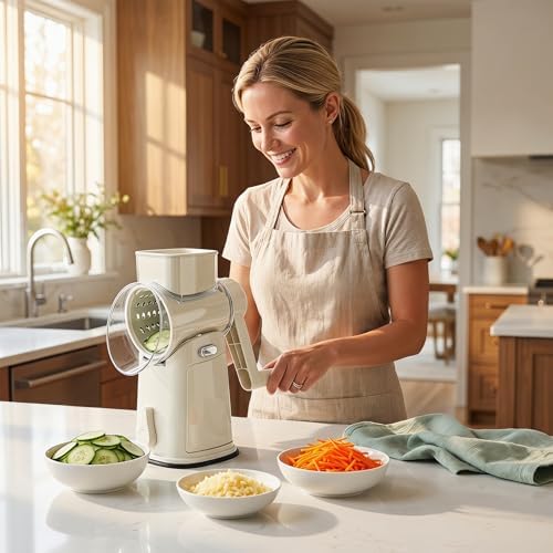 Rotary Vegetable Slicer and Cheese Grater with Storage