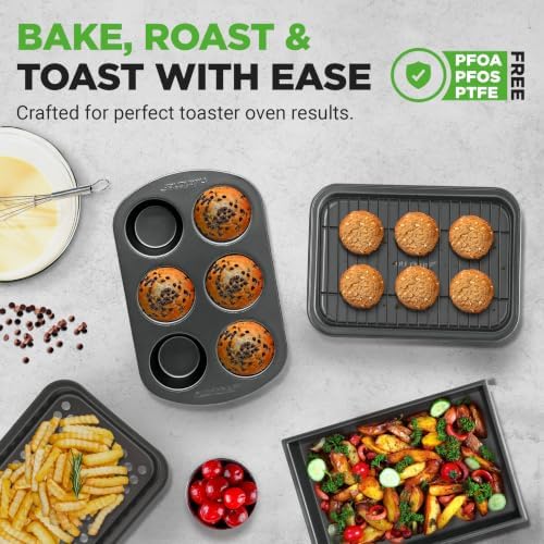 NutriChef 6-Piece Toaster Oven Bakeware Set, Compact Non-Stick